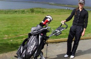 Sunna Víðisdóttir, GR on Korpúlfsstaða golfcourse, when she became Icelandic Junior Champion in Stroke Play 2012. Photo: Golf 1